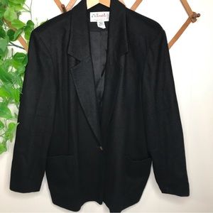 Vintage Di Vinci Black Wool Blazer Coat size 14